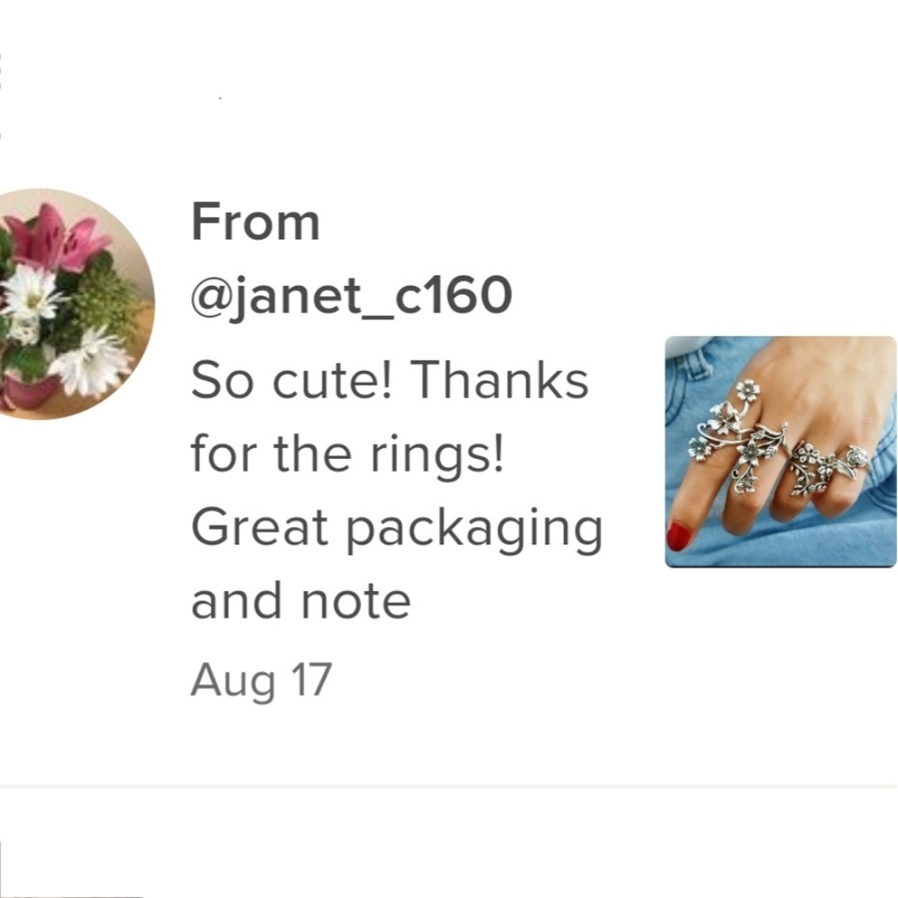 Flower Ring Set Silver Tone 4 Rings - Picture 3 of 11